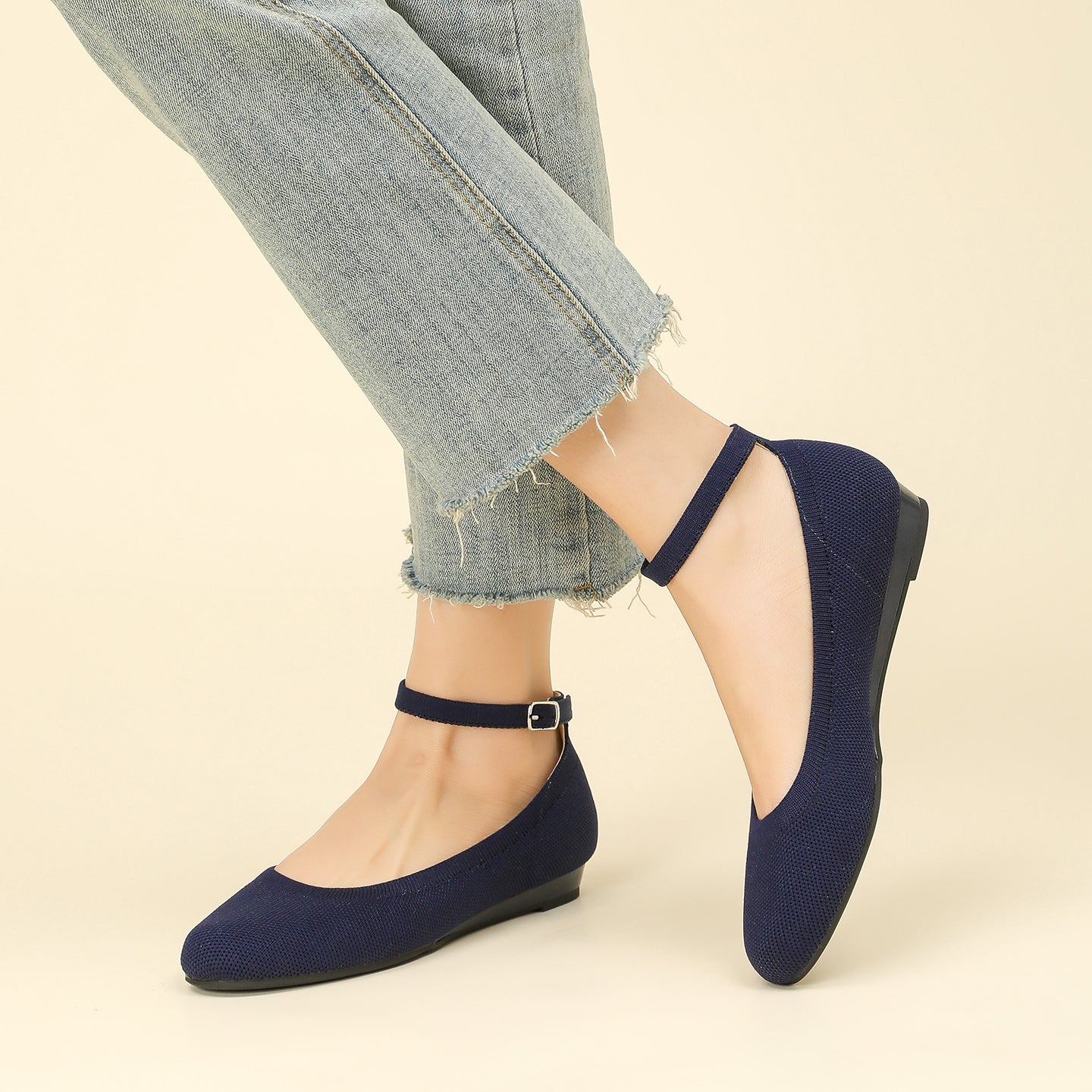 ラウンドトゥスリッポンフラット