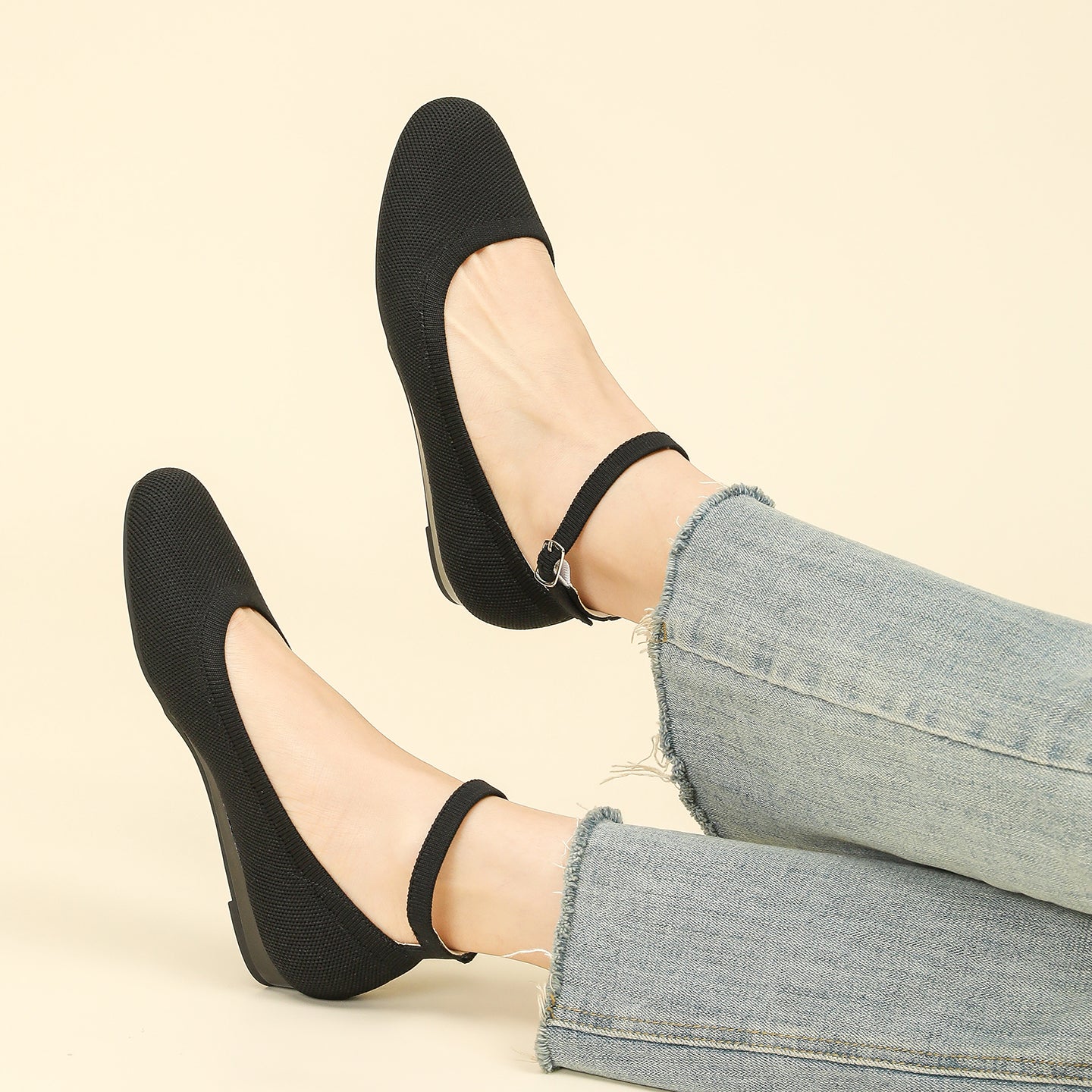 ラウンドトゥスリッポンフラット