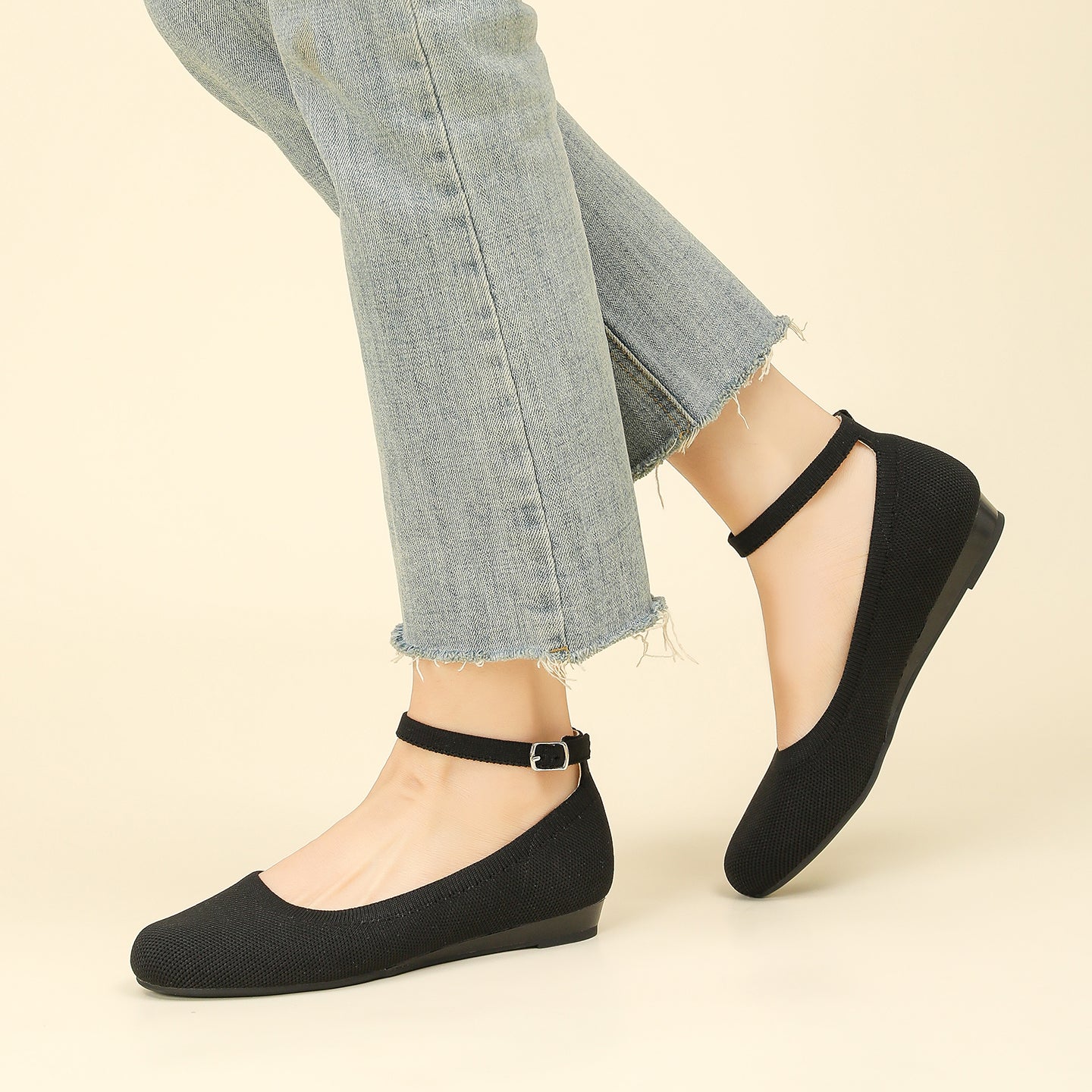 ラウンドトゥスリッポンフラット