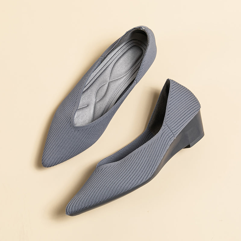Pointed knit soft sole flat shoes