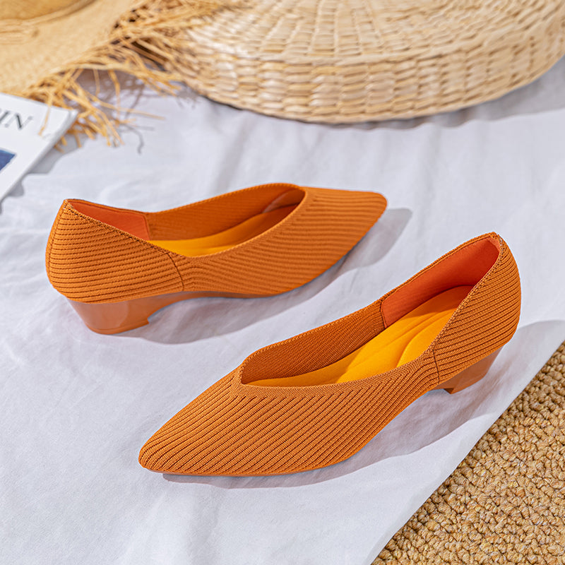 Pointed knit soft sole flat shoes