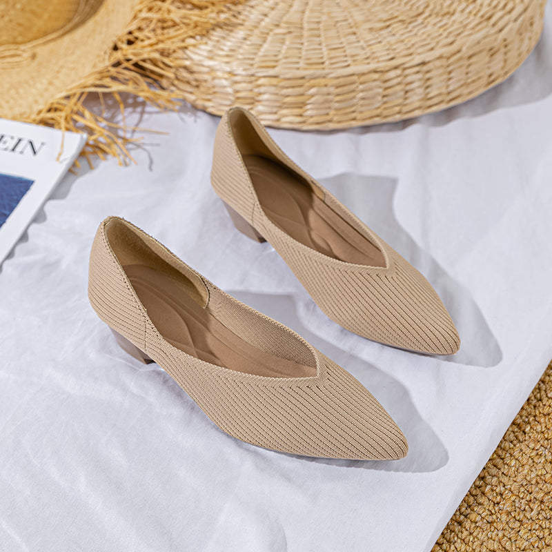 Pointed knit soft sole flat shoes