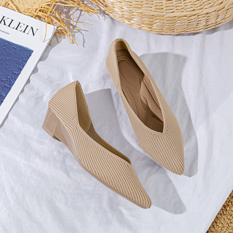Pointed knit soft sole flat shoes