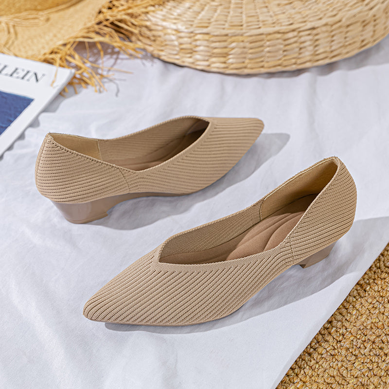 Pointed knit soft sole flat shoes