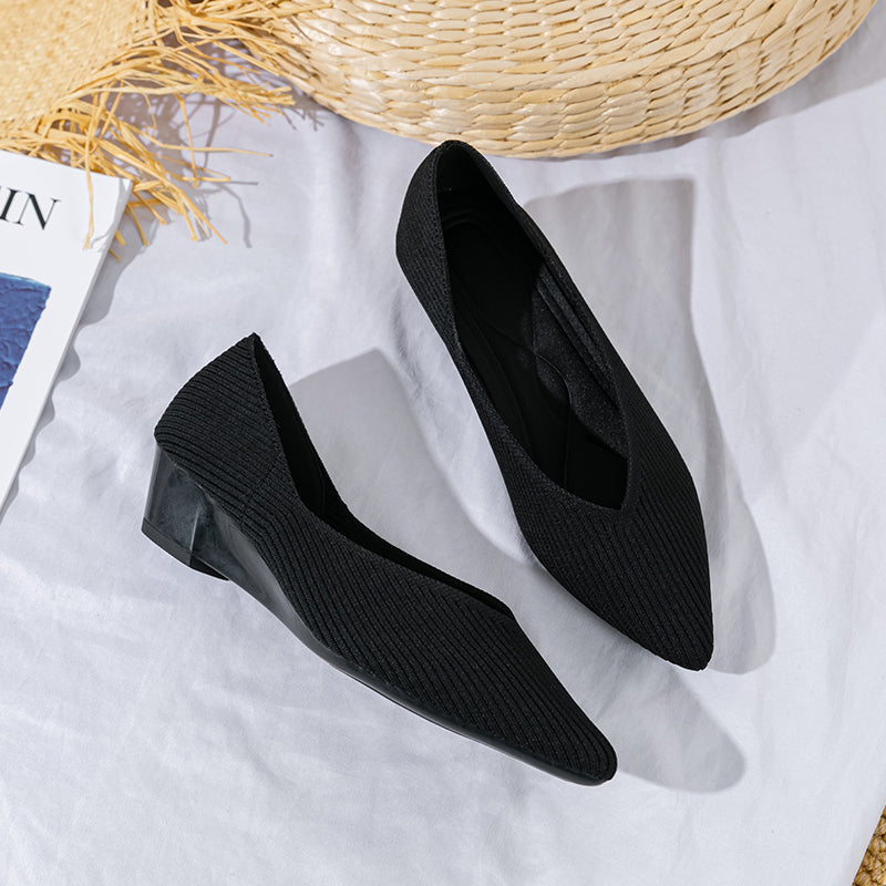 Pointed knit soft sole flat shoes