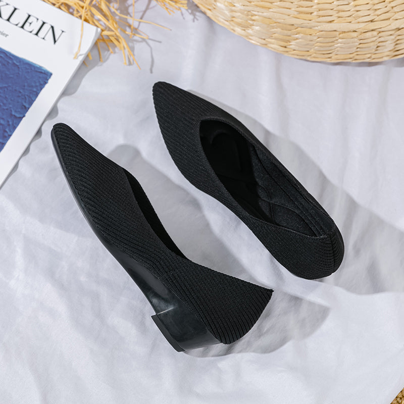 Pointed knit soft sole flat shoes