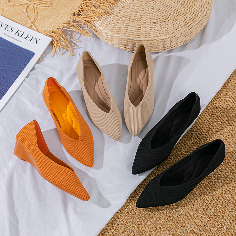 Pointed knit soft sole flat shoes