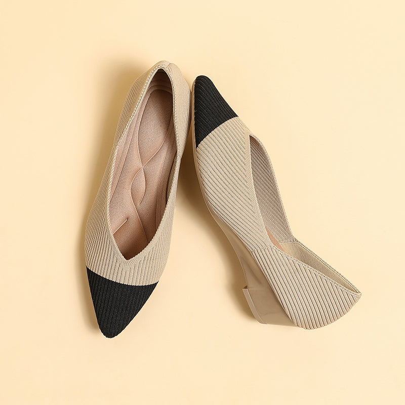Pointed knit soft sole flat shoes