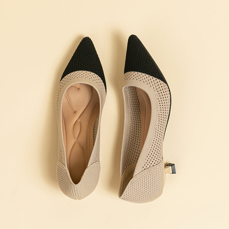 Breathable Lightweight Koneko Heel Pumps Pointed Toe Casual Shoes