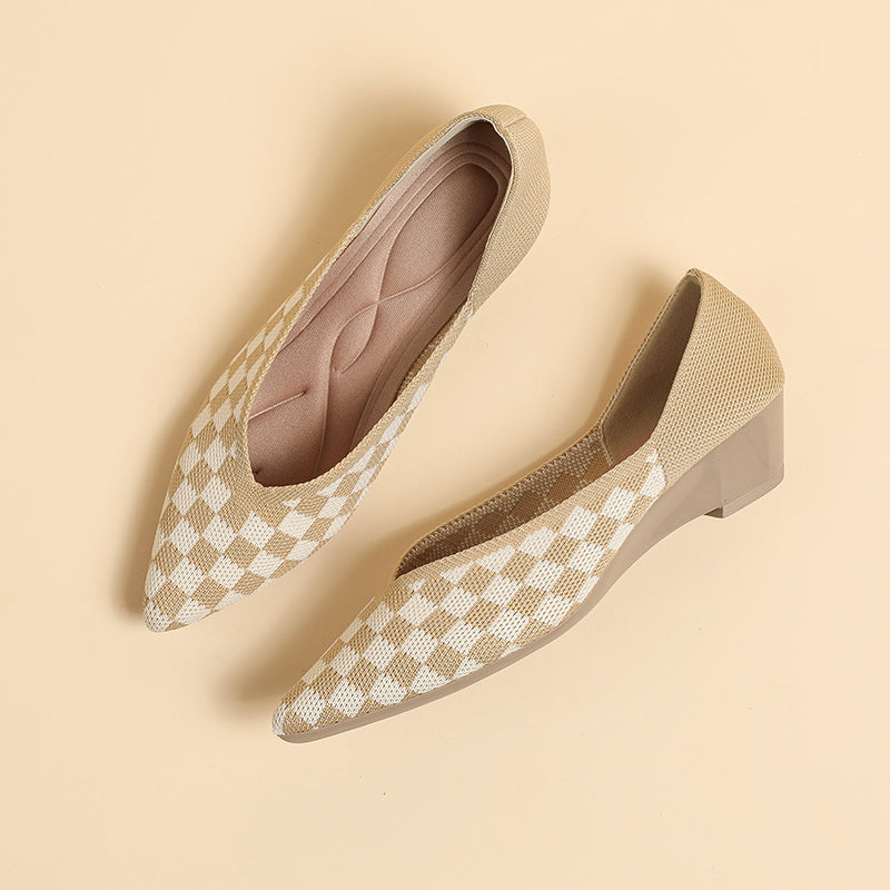 Pointed knit soft sole flat shoes