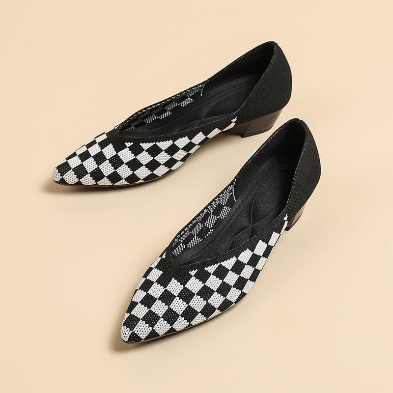 Pointed knit soft sole flat shoes