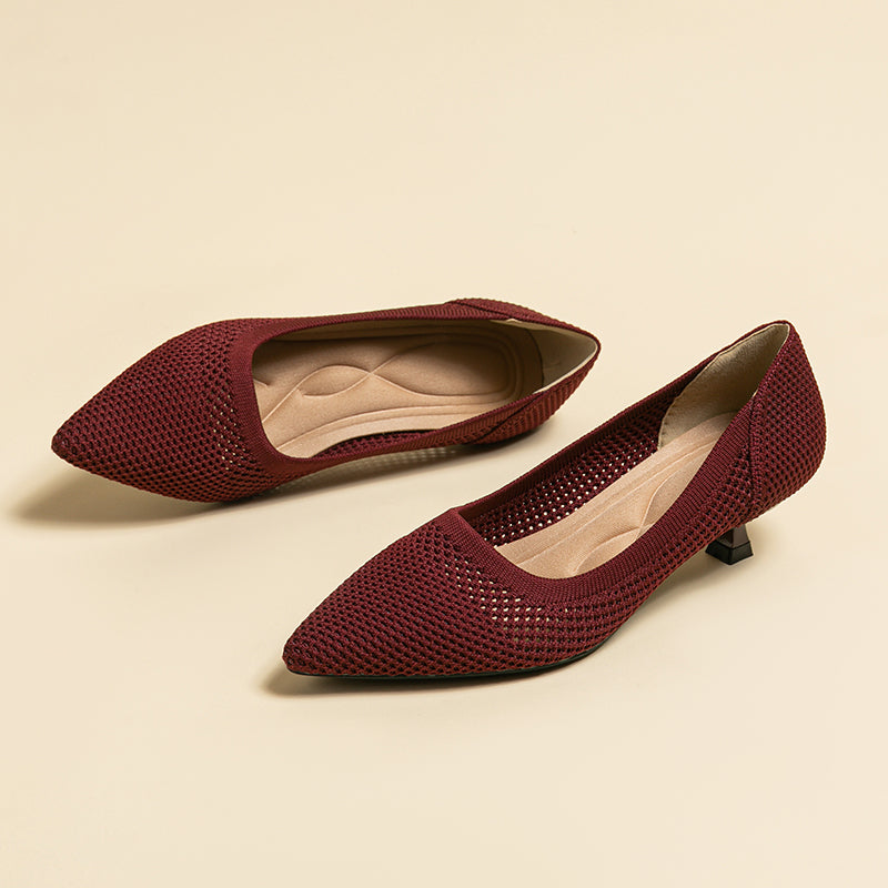 Breathable Lightweight Koneko Heel Pumps Pointed Toe Casual Shoes