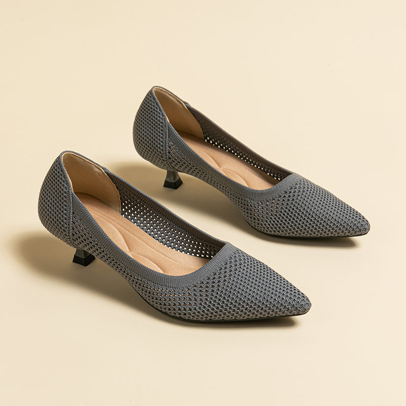 Breathable Lightweight Koneko Heel Pumps Pointed Toe Casual Shoes