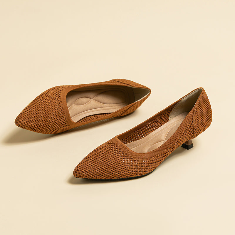 Breathable Lightweight Koneko Heel Pumps Pointed Toe Casual Shoes