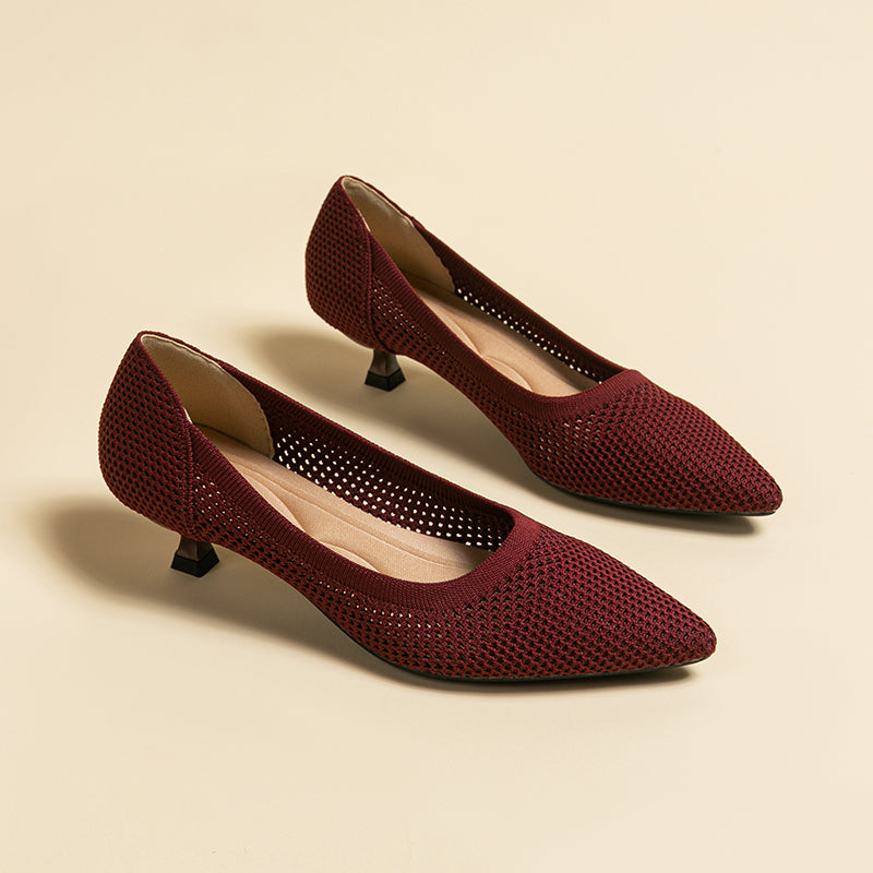Breathable Lightweight Koneko Heel Pumps Pointed Toe Casual Shoes