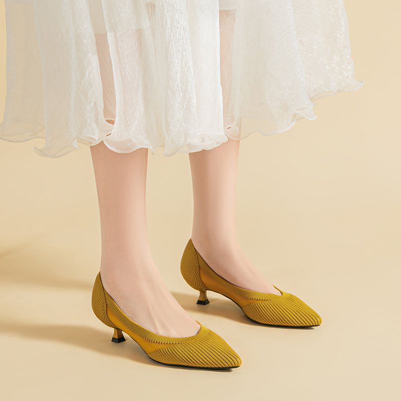 Transparent Pointed Toe Koneko Heel Medium High Pumps