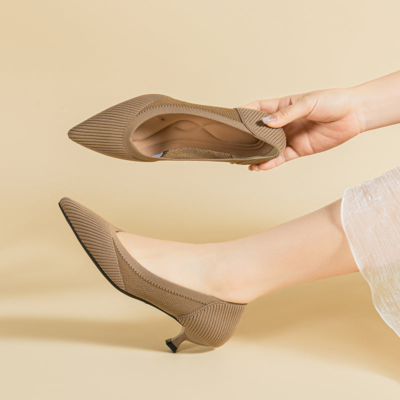 Transparent Pointed Toe Koneko Heel Medium High Pumps