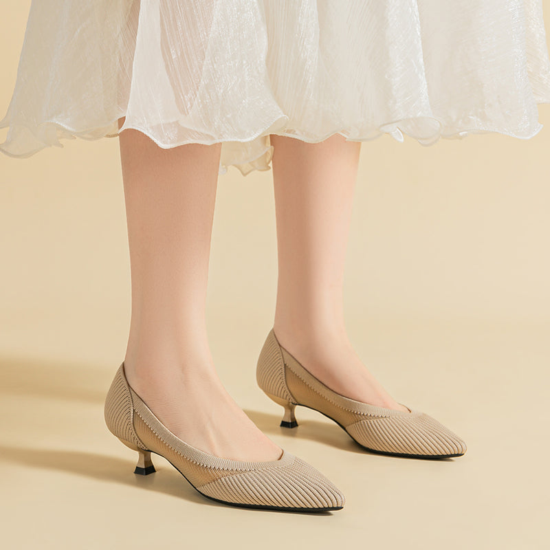 Transparent Pointed Toe Koneko Heel Medium High Pumps