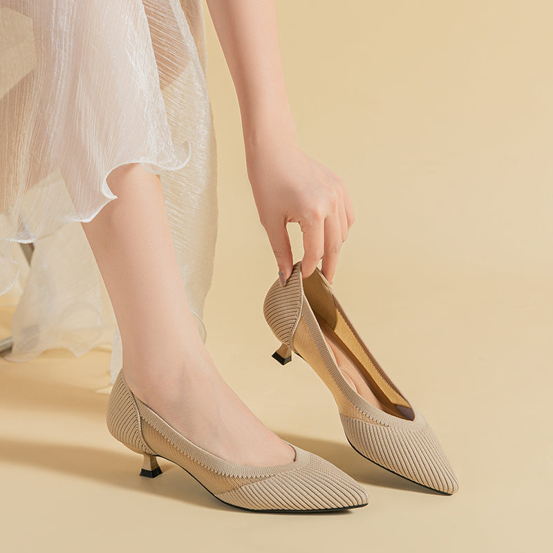 Transparent Pointed Toe Koneko Heel Medium High Pumps