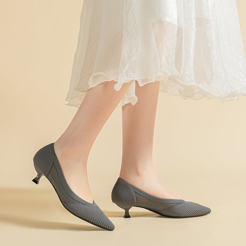 Transparent Pointed Toe Koneko Heel Medium High Pumps