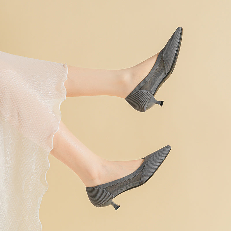 Transparent Pointed Toe Koneko Heel Medium High Pumps