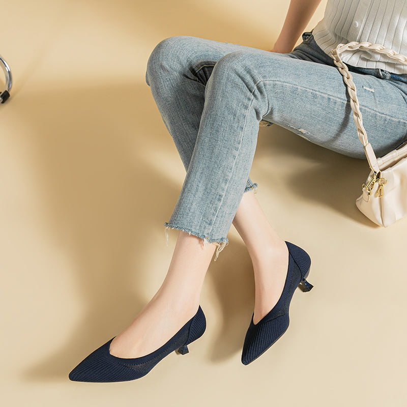 Transparent Pointed Toe Koneko Heel Medium High Pumps