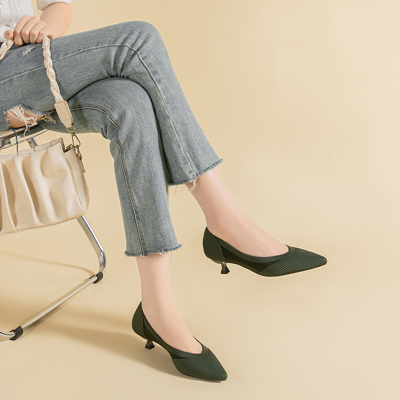 Transparent Pointed Toe Koneko Heel Medium High Pumps