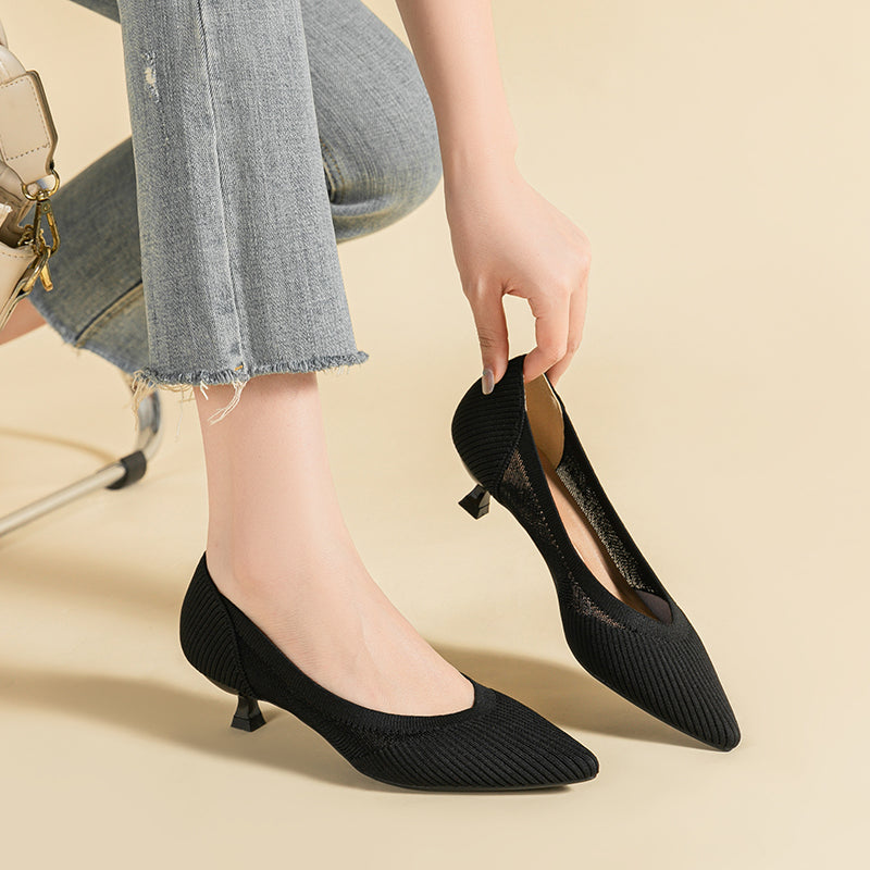 Transparent Pointed Toe Koneko Heel Medium High Pumps