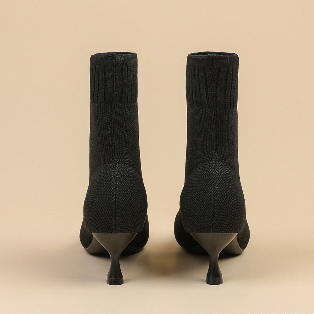 尖頭ニットピンヒールショートブーツ レディース