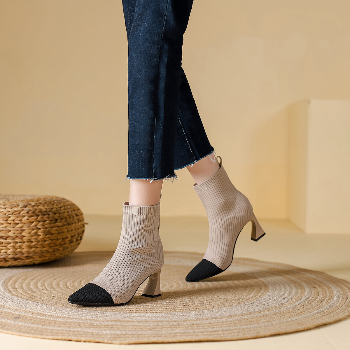 ポインテッドトゥ ハイヒール マーティンブーツ ショートブーツ