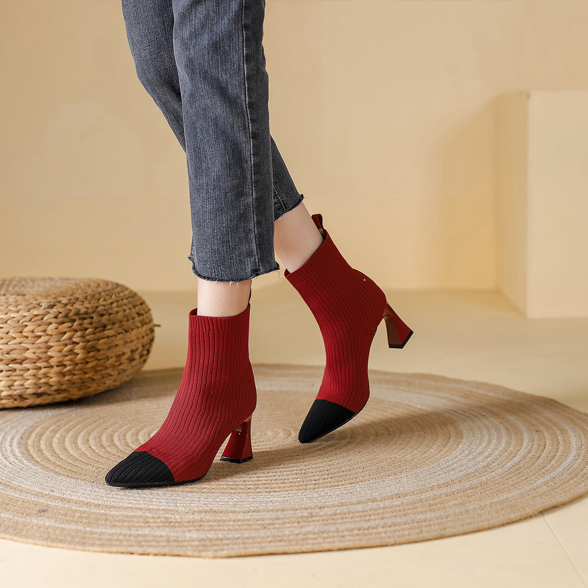 ポインテッドトゥ ハイヒール マーティンブーツ ショートブーツ