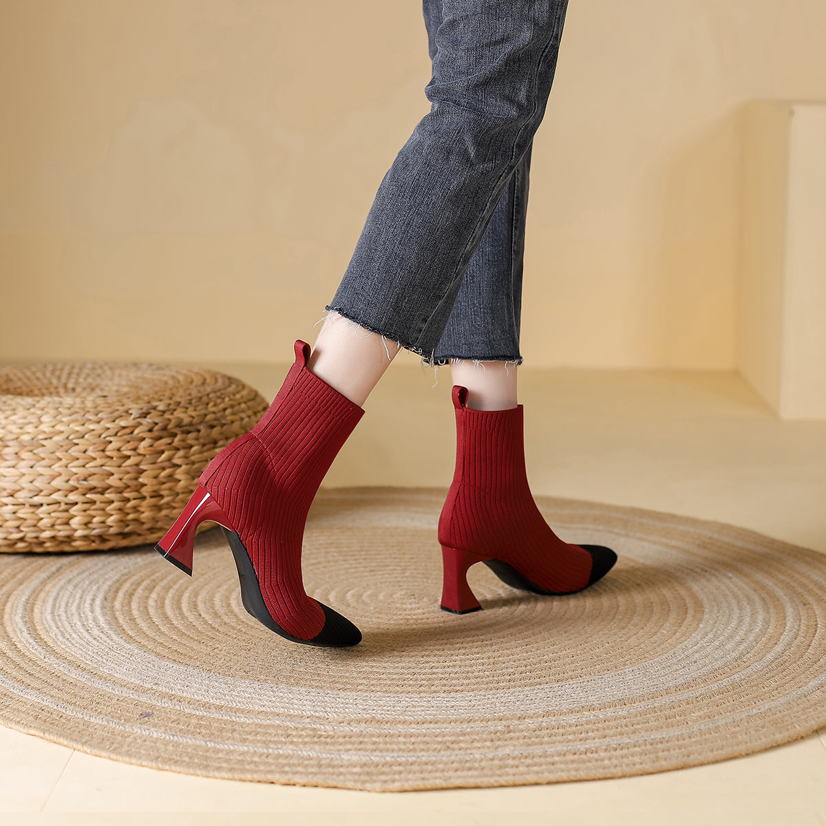 ポインテッドトゥ ハイヒール マーティンブーツ ショートブーツ