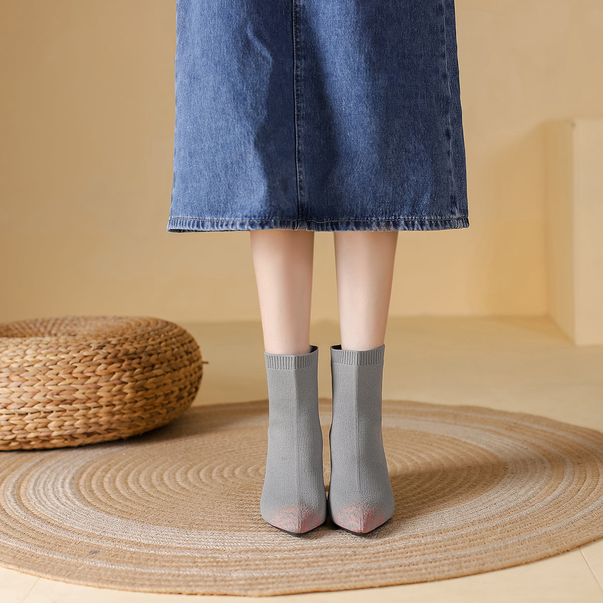 ポインテッドトゥ ハイヒール マーティンブーツ ショートブーツ