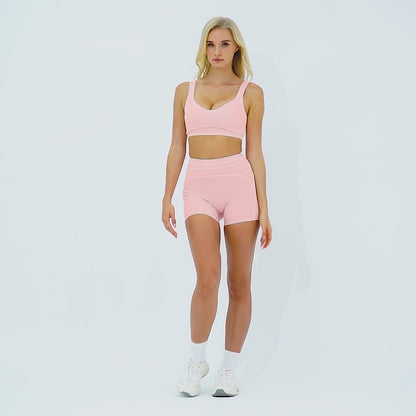 Contrast-Stitch Fitness Shorts