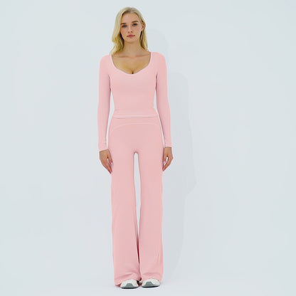 Contrast-Stitch Long-Sleeve Top