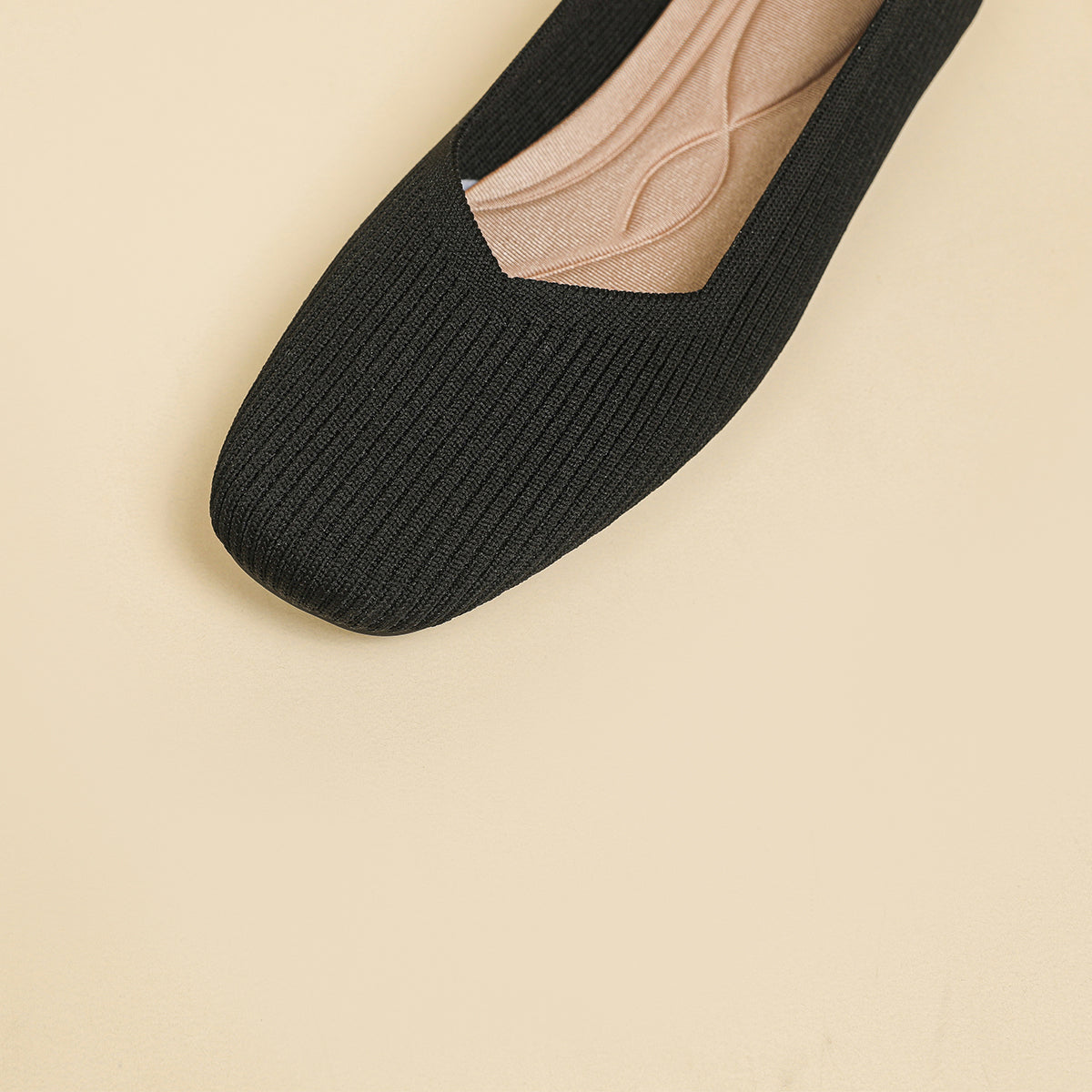 Square toe shallow soft sole flat shoes