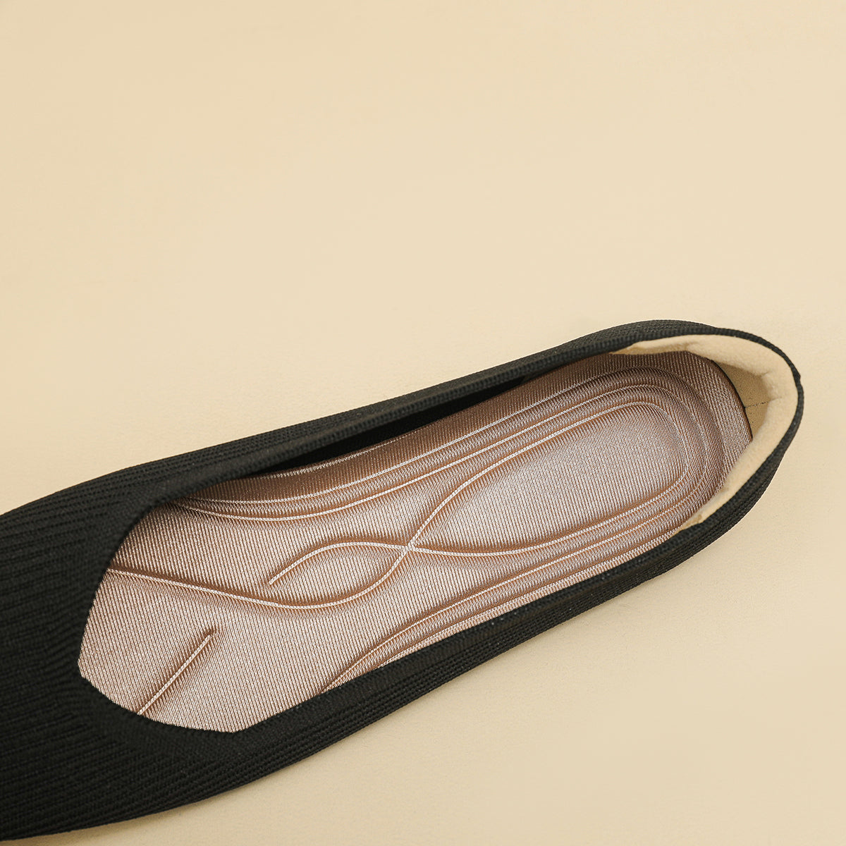 Square toe shallow soft sole flat shoes