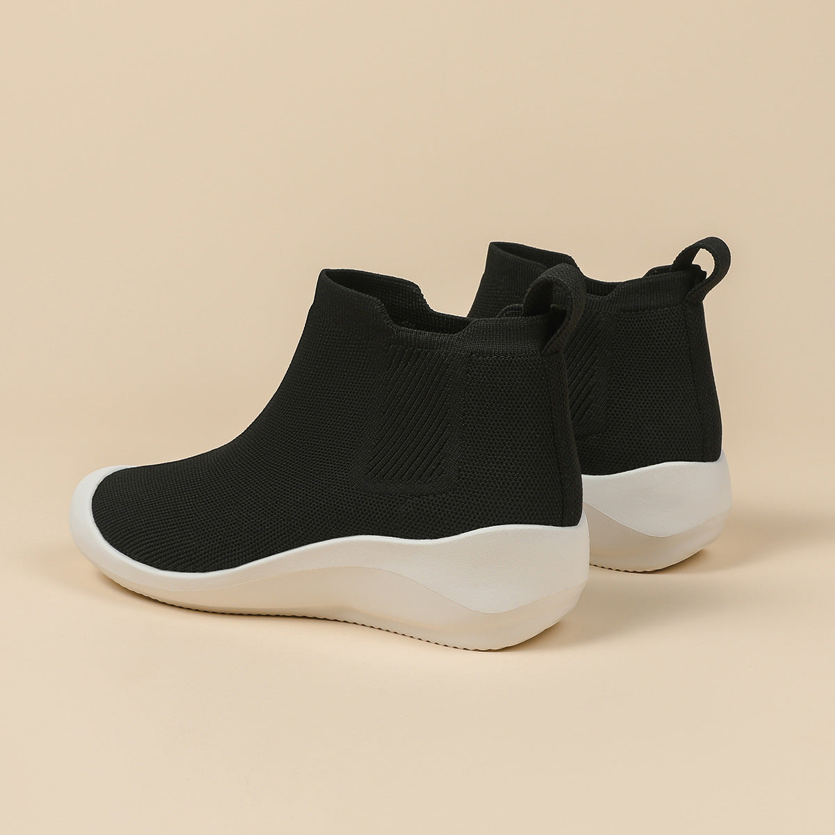 超軽量ニット厚底ショートブーツ