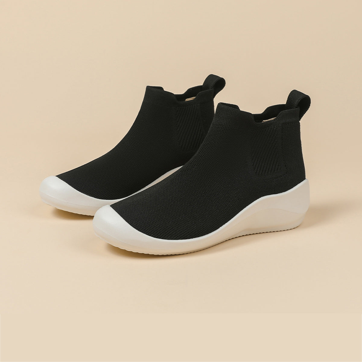 超軽量ニット厚底ショートブーツ