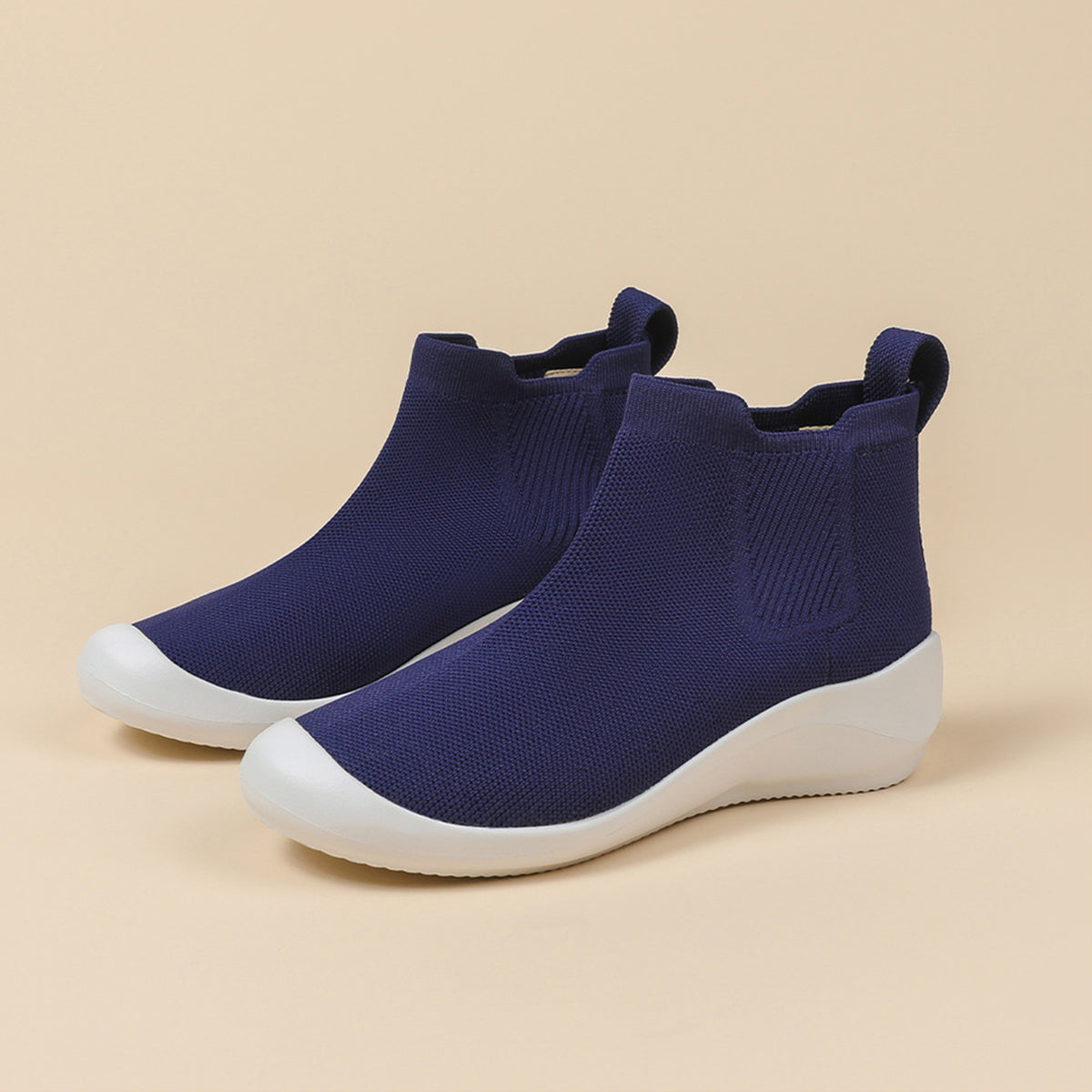 超軽量ニット厚底ショートブーツ