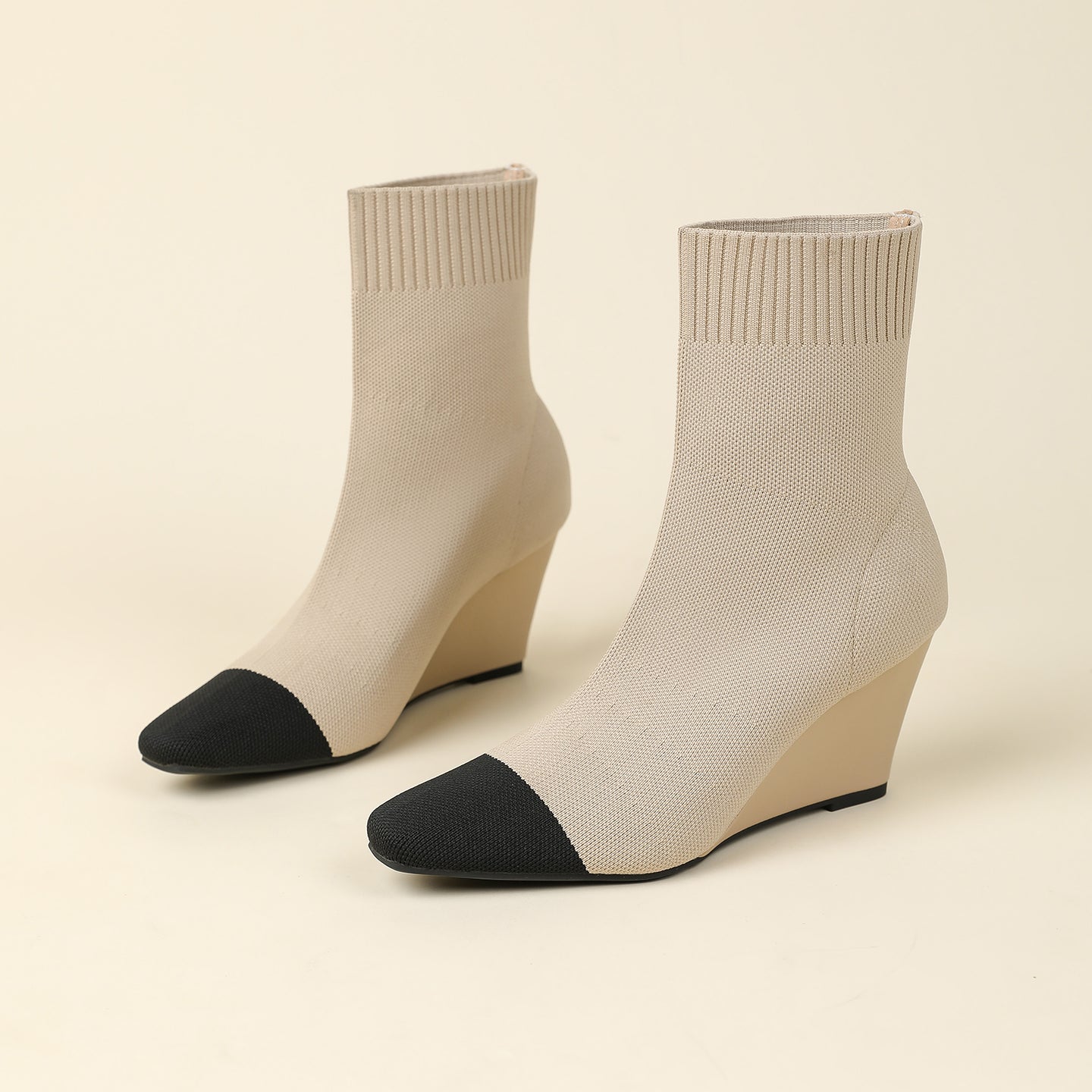 スクエアトゥウェッジショートブーツ