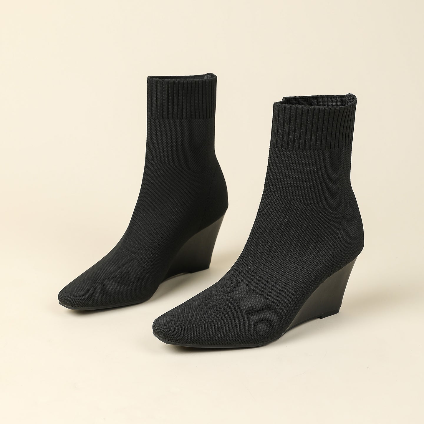 スクエアトゥウェッジショートブーツ