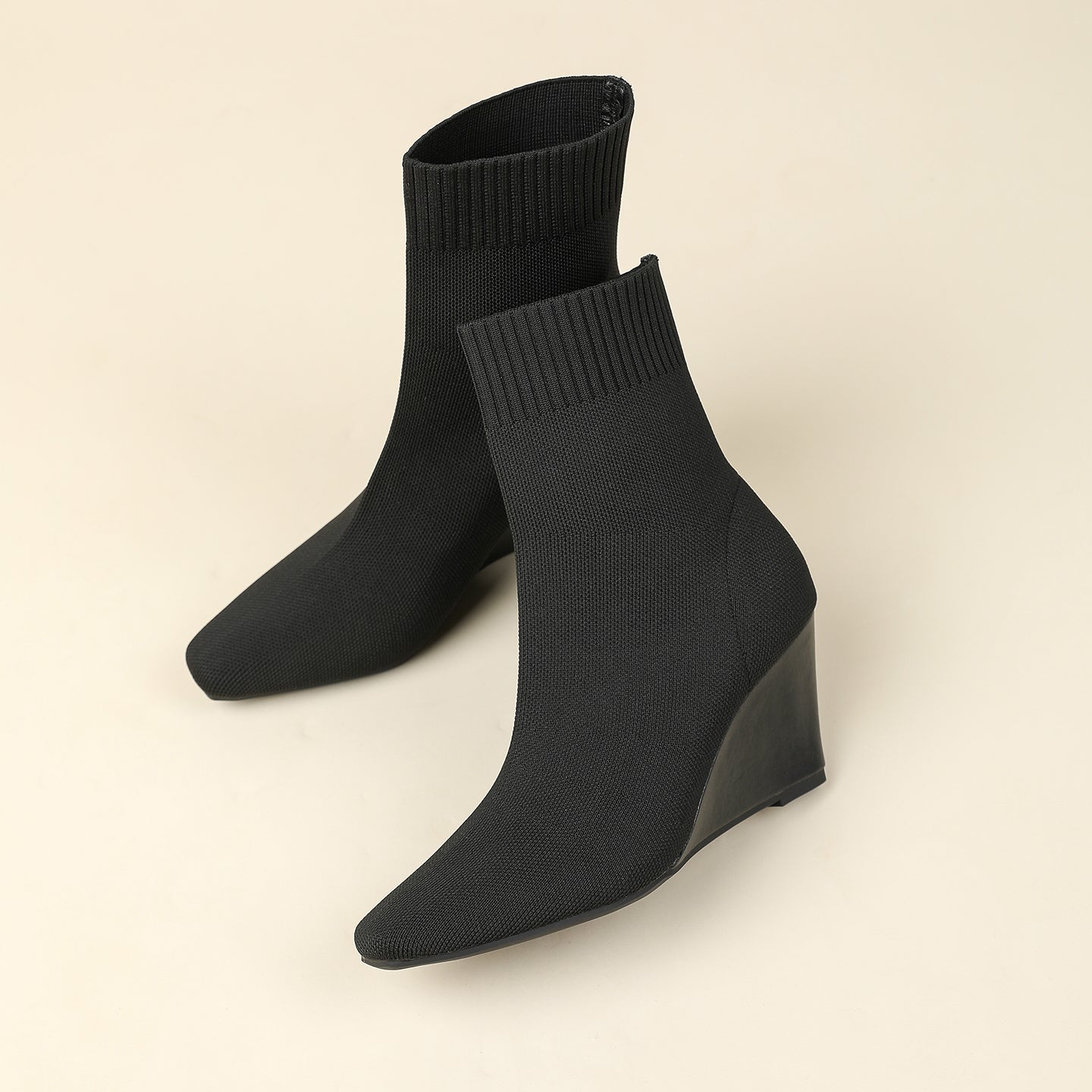 スクエアトゥウェッジショートブーツ